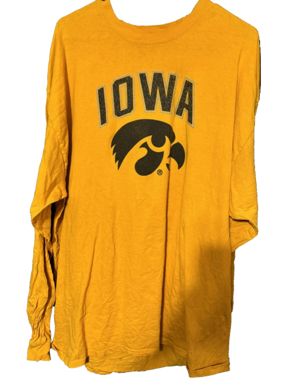 Iowa Hawkeyes Champion L/S T-Shirt Yellow Men Sz XXL Big 10